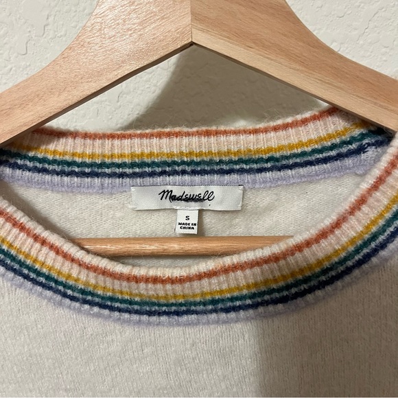 Madewell Rainbow Trim Gladwell Balloon-Sleeve Pullover Sweater - Picture 4 of 7